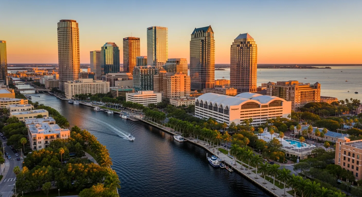 Tampa Florida skyline with Tampa Bay waterfront